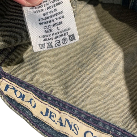 RALPH LAUREN | Polo Jeans Co Distressed Libby Patched Jean Jacket - Sz Large - Picture 11 of 13
